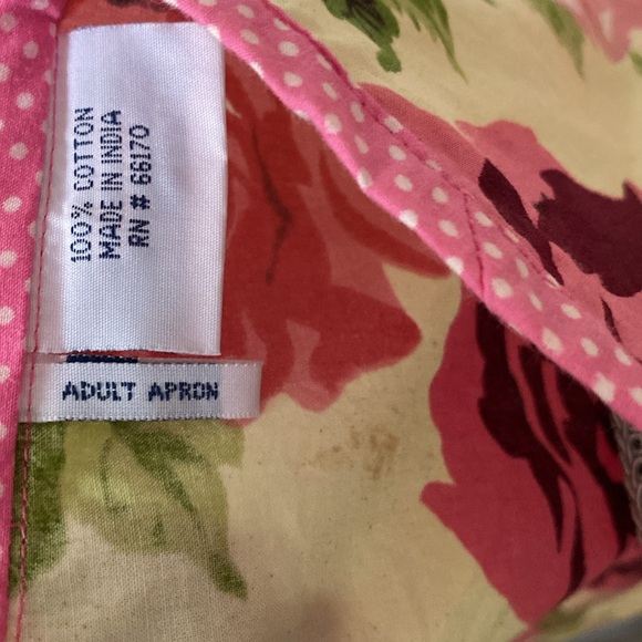 Apron Floral Print Cottagecore Pink Roses OS - Picture 10 of 12